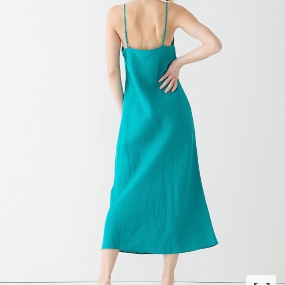 J.Crew Gwyneth slip dress in linen green RETRO JADE 16 NWT - Picture 2 of 10